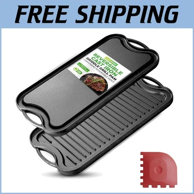 Extra-Wide Nonstick Reversible Cast Iron Griddle for Electric & Gas Stovetops - Image 1 of 4