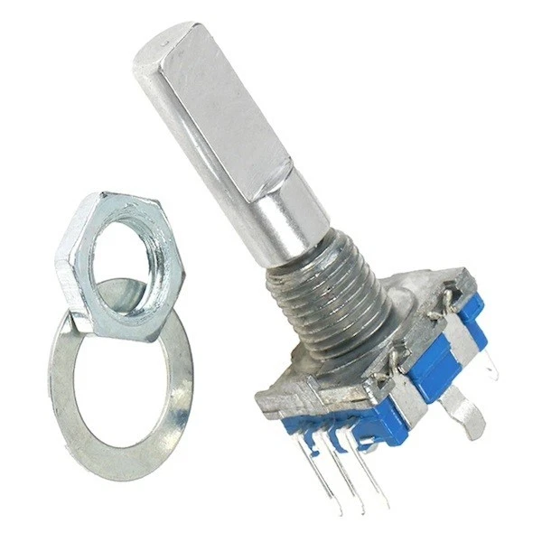 ELEKTRONIKA PLUS Encoder 20mm, 20 Impulse, Taster, 6mm Metallachse, stehend Print-Drehimpulsgeber