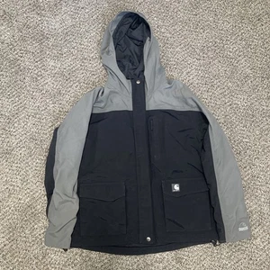 Carhartt Cascade Jacket Women’s Size Medium BlackGray Waterproof Hooded RainCoat - Picture 1 of 4