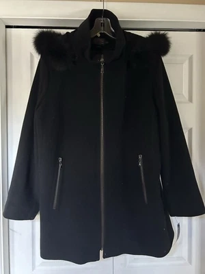 Pendleton-New/Tag-black Wool Coat-detachable Auth. Fox Trim Hood-Zips-$389-Sz.20 - Image 1 of 4