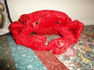 CRAB Stuffed Red Crushed Velvet Plush Toy 10 inch - Picture 1 of 3