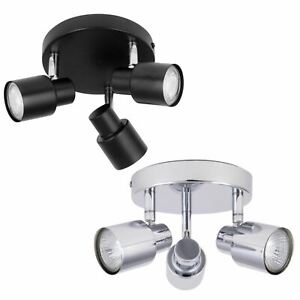 Modern Bathroom 3 Way Spotlight Ceiling Light Fitting IP44 Rated