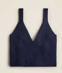 Maglione canotta J Crew misto cashmere cropped taglia small blu navy nuovo con etichetta BG645 - Foto 1 di 2