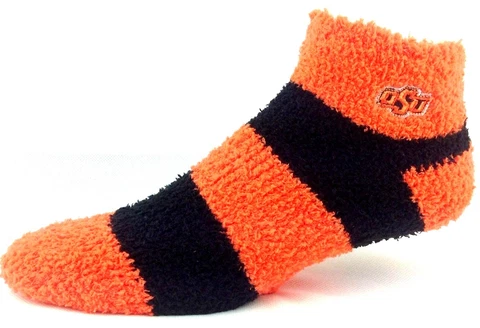 Oklahoma State Cowboys Black & Orange Stripe Fuzzy Soft Socks Cover