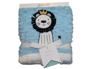 The Peanutshell Blue White Black Lion Baby Blanket Infant Boys Lovey NWT RARE - Picture 1 of 4