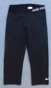 NIKE PRO SPANDEX DRY FIT CAPRI LEGGINGS - BLACK - YOUTH MEDIUM - GENTLY USED - Picture 1 of 7
