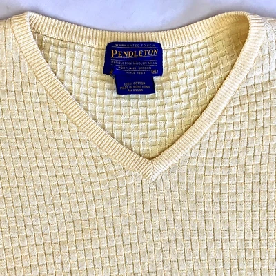Pendleton Men's Sweater Yellow V Neck Long Sleeve 100% Cotton Pullover XL - Image 1 of 4