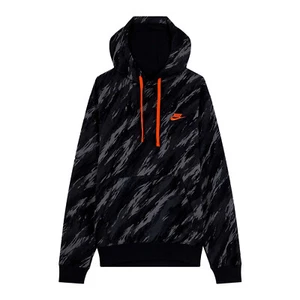 AUTHENTIC NIKE CLUB EMBROIDERED LOGO FLEECE AOP HOODIE DD5126-010 - Picture 1 of 2