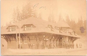 Spirit Lake Idaho RPPC Railroad Depot Scene early 1900s - Picture 1 of 2