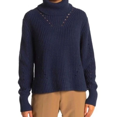 360Свитер темно-синий хлопок коренастый рыбак вязаный водолазка свитер женщин S новый $403 - Изображение 1 из 4