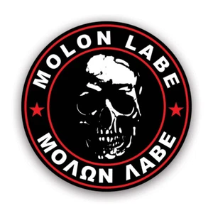 Molon Labe Red Circle Sticker Decal - Weatherproof - come take them 2a v4a - Foto 1 di 4