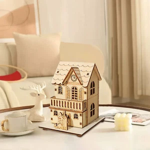 LED Wooden Christmas Ornaments Christmas LED Village House Crafts House fine - Picture 1 of 4