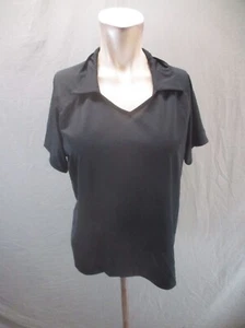 NIKE GOLF Size L (12-14) Girls Black V-Neck Collared Short Sleeve Polo Shirt 437 - Picture 1 of 10
