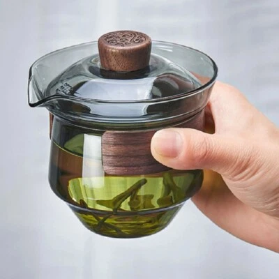 Tetera de vidrio transparente espesante resistente al calor Gaiwan taza de té 240 ml Foto 1 de 4