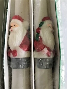 Santa Candles Robert Alan Candle Co. 10" White Christmas Tapers - Picture 1 of 3
