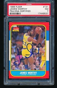 1986 Fleer Signed Autographed JAMES WORTHY #131 PSA 7 Auto 10 - Picture 1 of 2