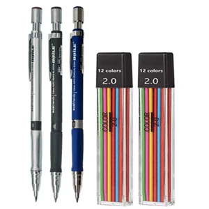 Three 2.0mm Lead Holder Mechanical Pencils & 24 color refills, Sharpener in Cap - Picture 1 of 5
