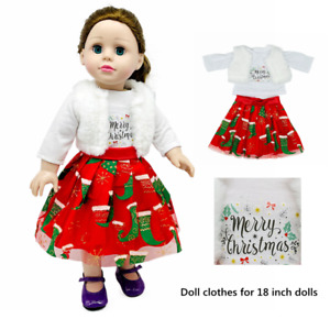 Vêtements de poupée accessoires poupée rouge Noël robe de poupée pour vêtements de poupée 18 pouces