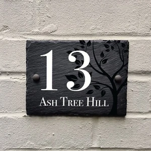 Rustic slate house number / name sign plaque bespoke classic FREE UK P&P 20x15cm - Picture 1 of 5