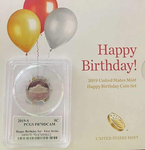 2019 S 5C Nickel PCGS PR70DCAM First Strike CHICAGO LABEL    HAPPY BIRTHDAY SET Cover