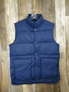 Vintage Challenger Mens Puffer Vest Size L 42-44 Blue Nylon Duck Down W/ Pockets