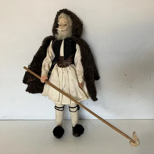 Vintage OOAK Handmade Folk Art Doll Traditional Painted Face Viking Sherpa Greek - Picture 1 of 12