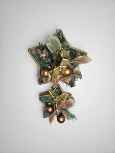 Christmas Star Basket Door Wreath Wall Hanging Artificial Garland Ornaments Bows - Picture 1 of 13