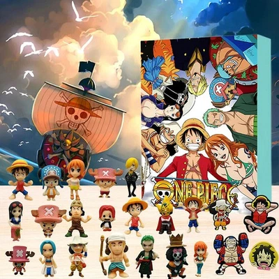 MARKENLOS 2025 Navidad Calendario de Adviento 24pcs One Piece Mini Figura Muñeca Juguete