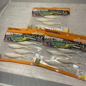 Lot Of 3 White Geecrack Bellows Vibe 4.2 Soft Plastic Trailer/Baitfish Imitator - Picture 1 of 5