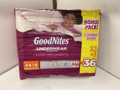 Ropa interior Goodnites 2009 vintage para niñas talla S-M 38-65 libras ~ Foto 1 de 4