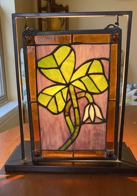 Panel de vitral Meyda Lighting mini ventana 9,5" x 10,5" trébol mesa Foto 1 de 4