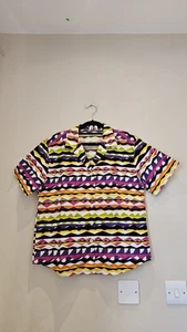 St. Michael Vintage Colourful Botton Up Shirt Ladies Size 12 Made In UK Cotton - Picture 1 of 3