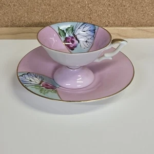 Tazza da tè e piattino vintage Suzuki Cina dipinto a mano in Giappone rosa floreale farfalla - Foto 1 di 21
