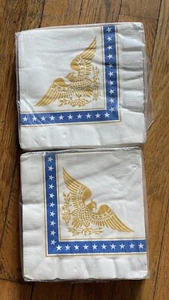2 Vintage Gold Eagle Blue Paper Napkins Dixie Lot White Stars Patriotic New Pks - Picture 1 of 2