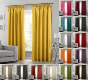 Par de cortinas superiores de cinta de lujo de seda sintética para lápiz plisado forrado listas hechas - Imagen 1 de 30