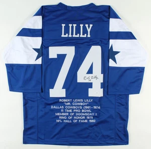Bob Lilly Signed Dallas Cowboys Throwback Career Highlight Stat Jersey (JSA COA) - Picture 1 of 5