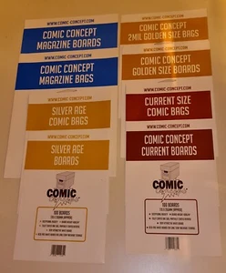 VARIOUS COMIC CONCEPT BAGS AND BOARDS CURRENT SILVER GOLDEN MAGAZINE YOU CHOOSE - Picture 1 of 17