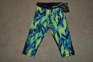 Nike Pro Girls Printed Training Capris 846906-702 Blue See Sizes NWT - Picture 1 of 2