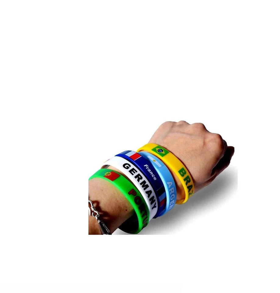 2Stück Land Welt Flagge Logo Sport Silikon Armband Nationalen Fußball Fans - Bild 1 von 4