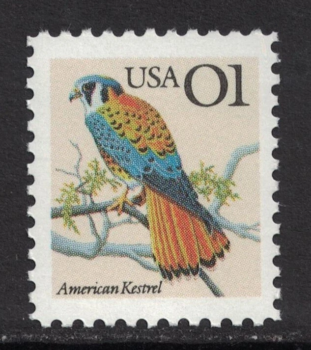 Scott 2476- American Kestrel, Flora and Fauna Series- 1c MNH 1991- mint stamp - Image 1 of 1