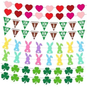 Valentines Day Garland Heart Garland, St Patricks Day Shamrock Garland Easter  - Picture 1 of 7