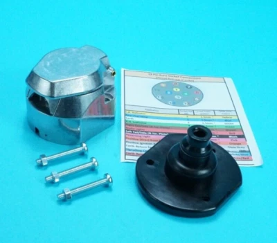 13 Pin METAL Heavy Duty Towing Socket with Gasket & Bolts for Trailer & Caravan - Image 1 of 3