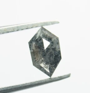 1.22ct Natural Gray Salt & Pepper Elongate Hexagon Shape Loose Rose diamond 511 - Picture 1 of 9