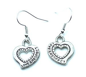 Pendientes personalizados de plata Brighton Cutout Hearts Respect & Love nuevos sin etiquetas - Imagen 1 de 6