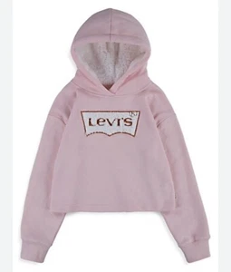 Levi's Girls Long Sleeve High Rise Pullover Hoodie Color Pink Size L - Picture 1 of 8