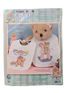 Dimensions Baby Hugs Bear Buddy Bib Stamped Cross Stitch Kit 72819 - Picture 1 of 4