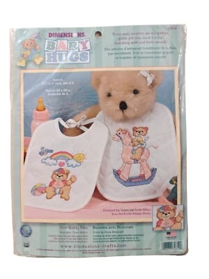 Dimensions Baby Hugs Bear Buddy Bib Stamped Cross Stitch Kit 72819 - Image 1 of 4
