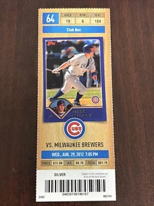 Milwaukee Brewers At Chicago Cubs 8/29/2012 Ticket Stub Jeff Samardzija 10 Ks - Picture 1 of 2