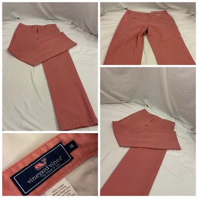 Pantalones Vineyard Vines Talla 18 Niños Rosa 100% Algodón Frente Plano Sin Defectos YGI S1-470 Foto 1 de 4