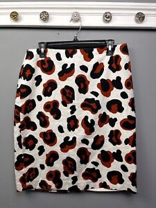 Talbots Textured Pencil Skirt Womens size 10 Leopard Print Cotton Lined